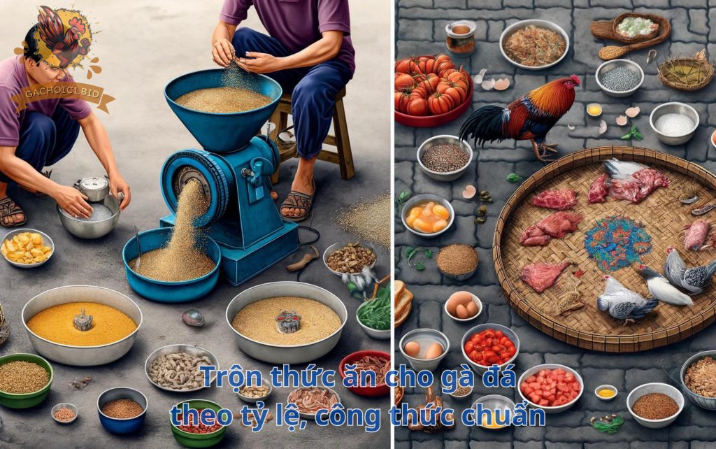 Trộn thức ăn cho gà đá theo tỷ lệ, công thức chuẩn